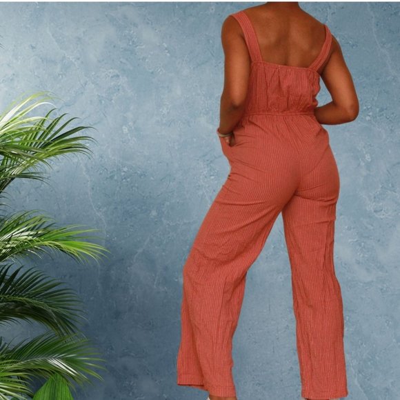 Bailey's Blossoms Striped Jumpsuit. Size M - Picture 1 of 3